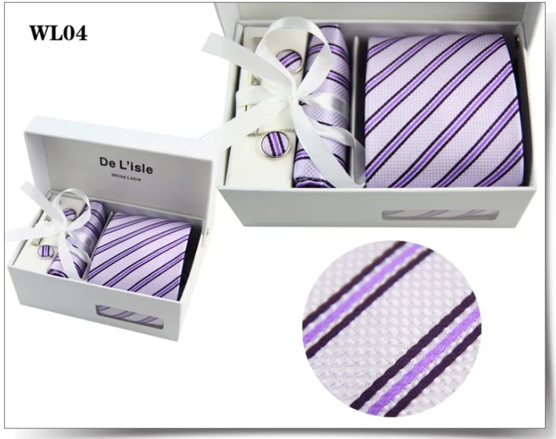 Мужские галстуки + платок запонки зажим для галстука полиэстеровый клетчатый