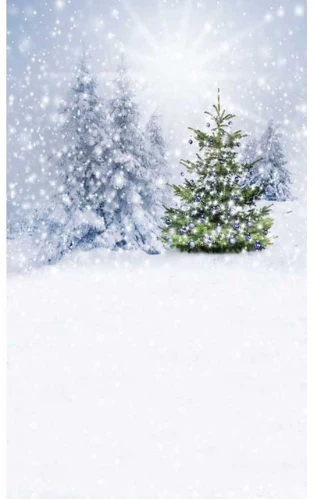 

5x7FT Sunshine Silver Snowflakes Pine Forest Trees Land Washable Wrinkle Free Photo Studio Background Backdrop Polyester Fabric