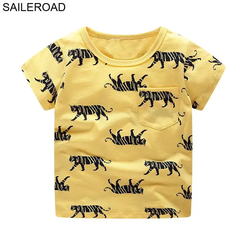 SAILEROAD Акула Животных Печати Baby Boy футболка Лето Детская одежда New Baby Boy Одежда Дети Топы Футболки Хлопок - Цвет: 6022 same picture
