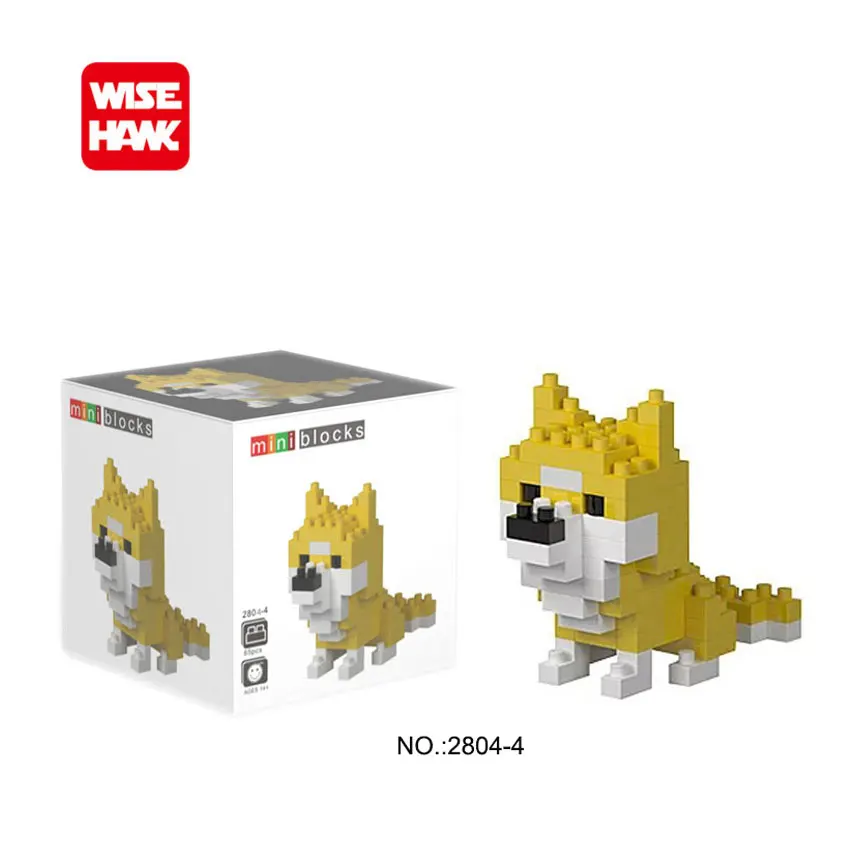 Фото WiseHawk Animal Series Micro Bricks  DIY Toys Set Giraffe Turtle Dog Mini Building Blocks Action Figures 3D Diamond Model №4