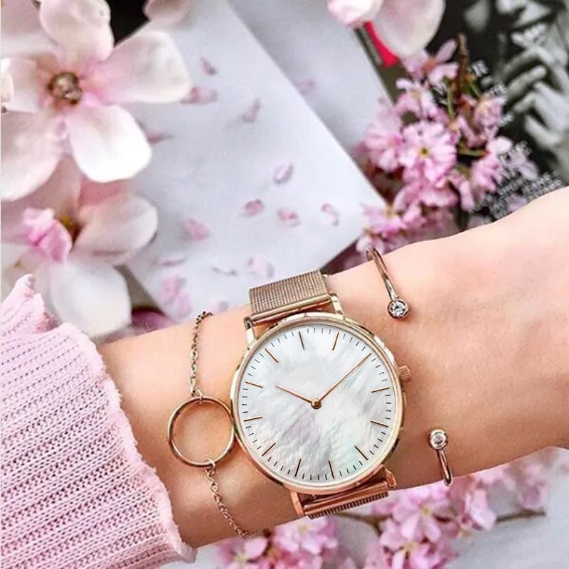 SET 4 Mavis Hare Топ красота черный мрамор розовое золото сетка кварцевые часы с круг браслет Ладонь Браслет с деревом в подарок - Окраска металла: SET 4