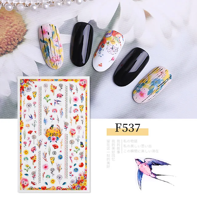 Style 3-F537 Модные цветы трава естественная серия наклейки для ногтей самоклеющиеся DIY маникюр наклейки на Кончики ногтей наклейки для ногтей украшения Аксессуары - Цвет: Style 3-F537