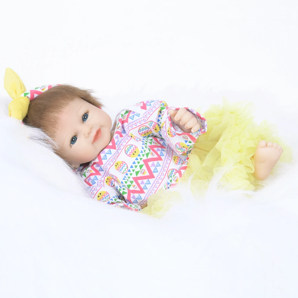 

New Design 22" Mohair Rooted Cloth Body Baby Reborn Doll Lifelike Real Baby Reborn Dolls For Kids Action Figure Toys