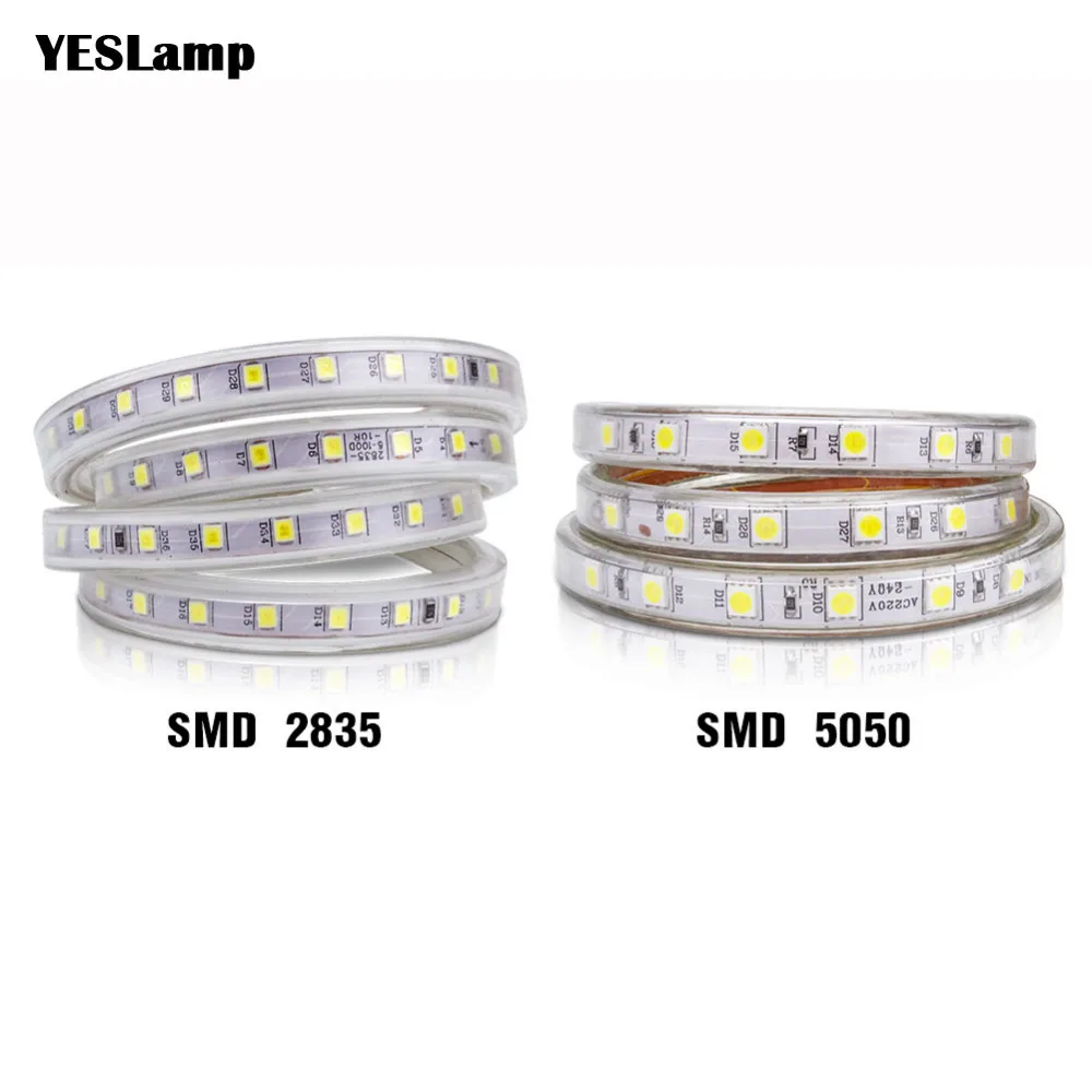 СВЕТОДИОДНАЯ лента SMD 5050 Гибкая RGB Водонепроницаемая AC220V Авто неоновая лампа для