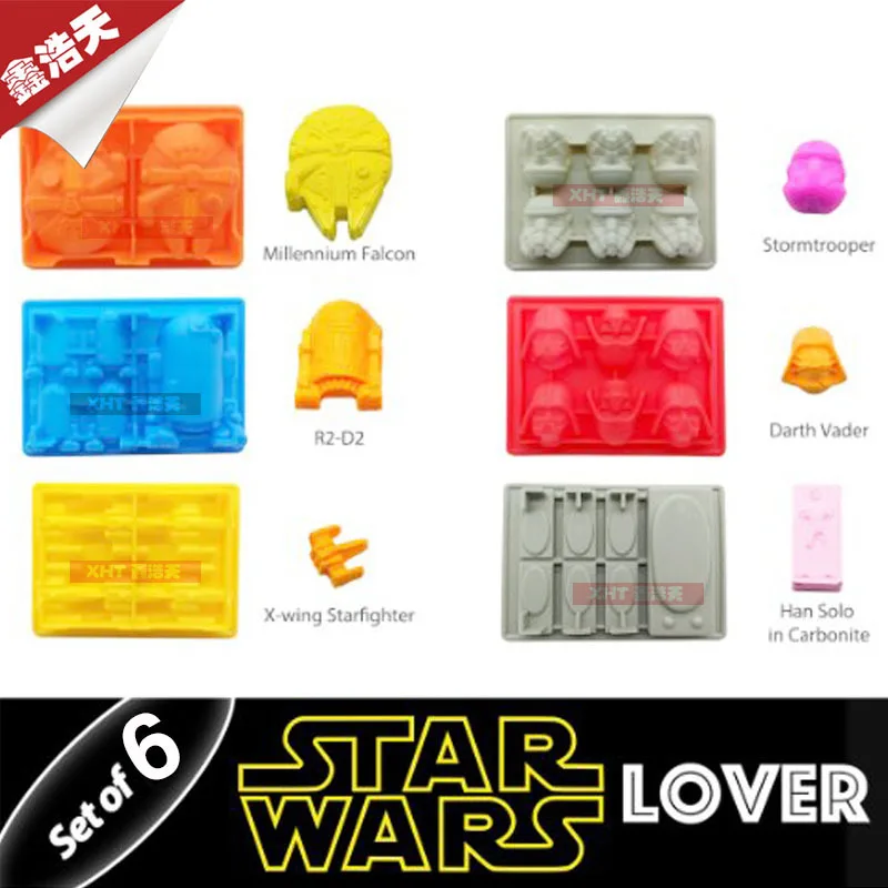 DIY 8pcs/set Star Wars Ice Tray Silicone interstellar Mold Ice Cube Ice grid robot Cream Makers Chocolate lattice Fondant Mould
