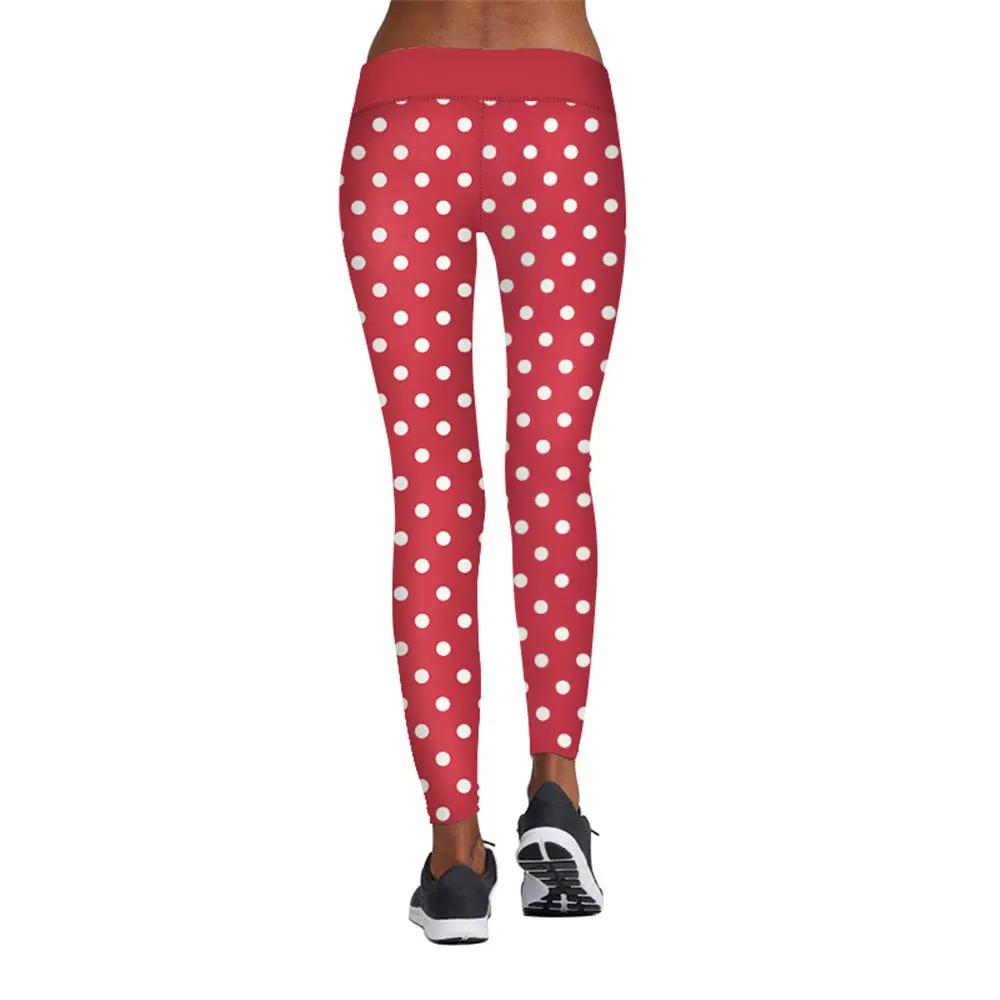 Женские Классические леггинсы в белый горошек ISTider красные облегающие штаны для