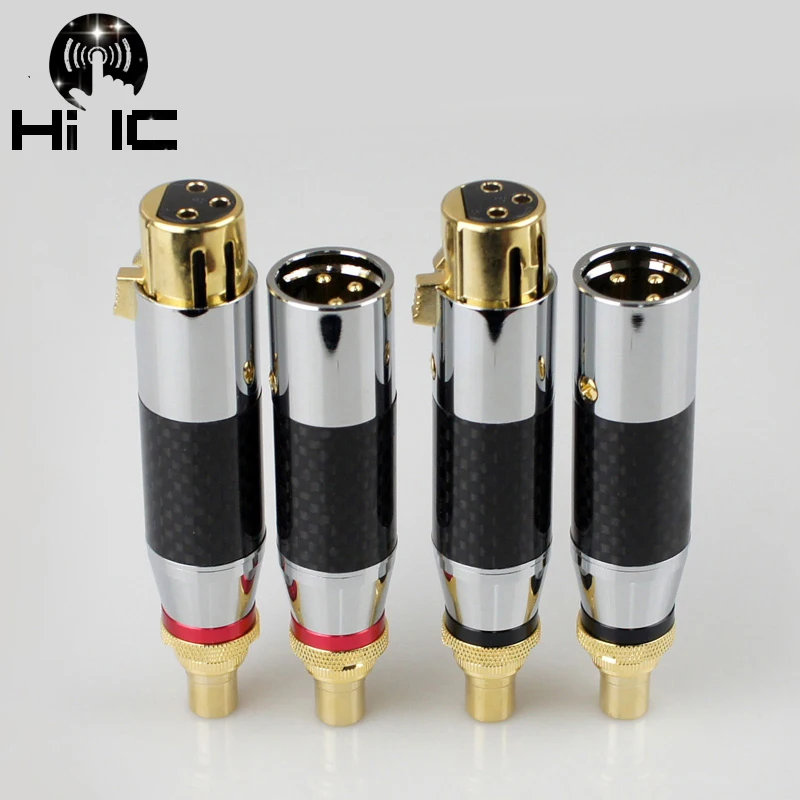 Позолоченный аудиоадаптер из углеродного волокна XLR 3Pin штекер/гнездо RCA гнездо
