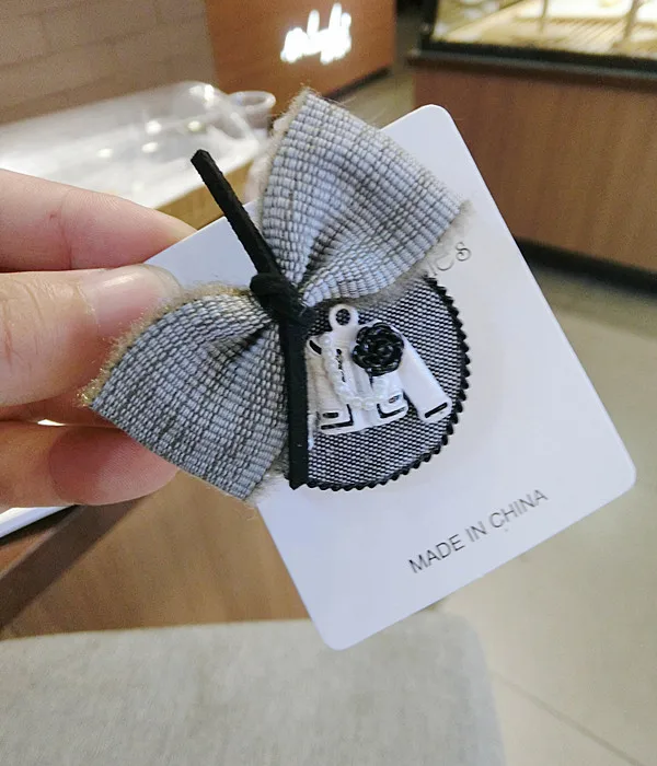 Женская Винтажная брошь в полоску с большим бантом из кроличьего дерева