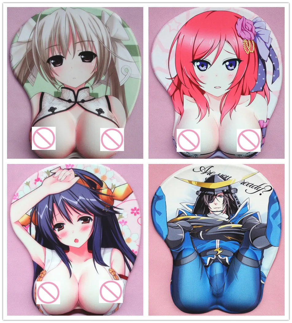 

2020 new version Japanese anime 3d mouse pad wristbands Cartoon Creative sexy mouse pad Chest beauty mouse pad Free Shipping