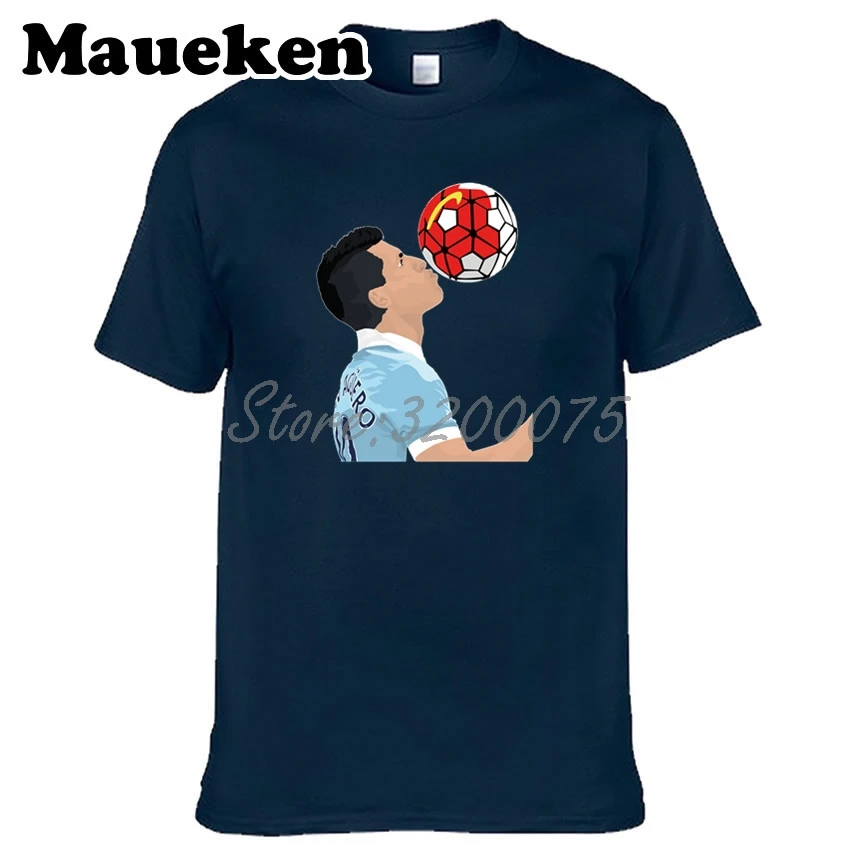 Мужская футболка с круглым вырезом Sergio Leonel Kun Aguero del Castillo 10 manner для любителей