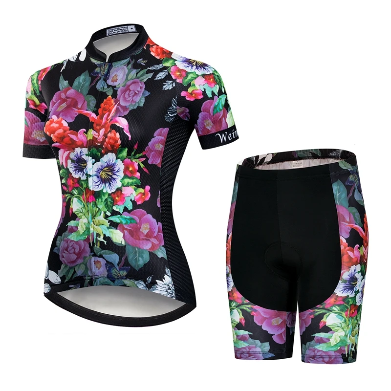 Weimostar Black Cycling Clothing Bike Jersey Women's Set MTB Bicycle clothes team Maillot gel bike bib shorts |