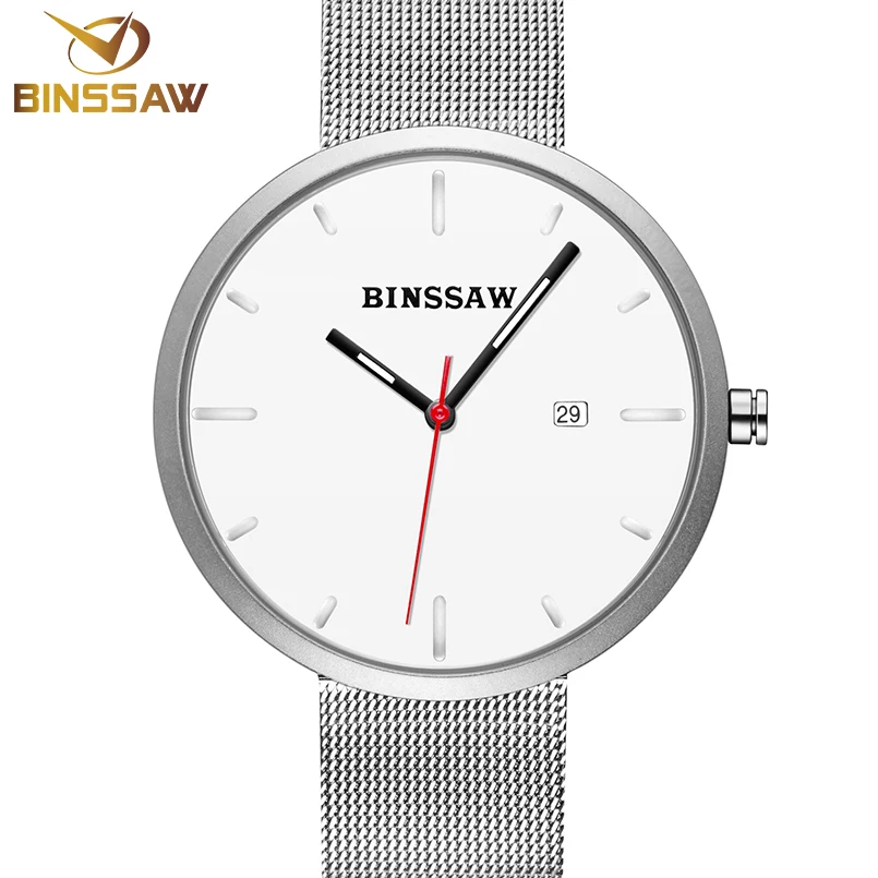 BINSSAW 2017 Топ Роскошный бренд золото влюбленные нержавеющая сталь сетчатый ремень