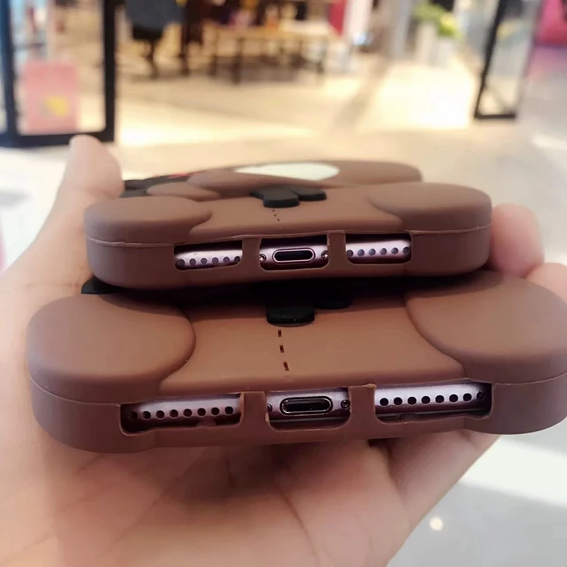 3D мультяшный Мягкий силиконовый чехол для Iphone X 8 7 Plus 6 6S плюшевый мишка модный
