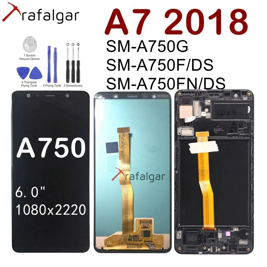 Для SAMSUNG GALAXY A7 ЖК-дисплей сенсорный экран с рамкой A750 A750F SM-A750F/DS SM-A750G экран для SAMSUNG A7 lcd