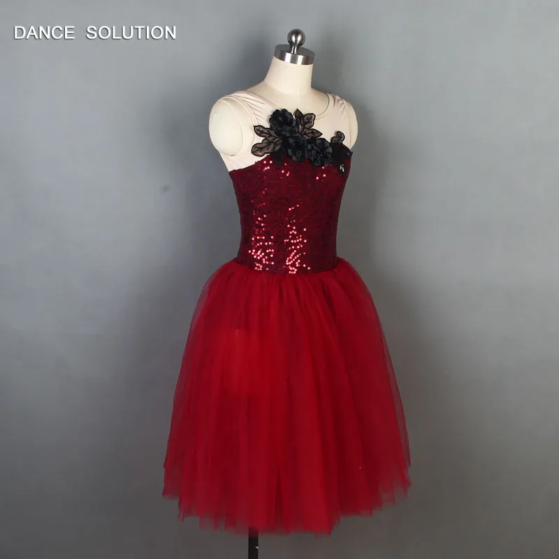 Винно-красное романтическое длинное балетное платье-пачка для взрослых и женщин