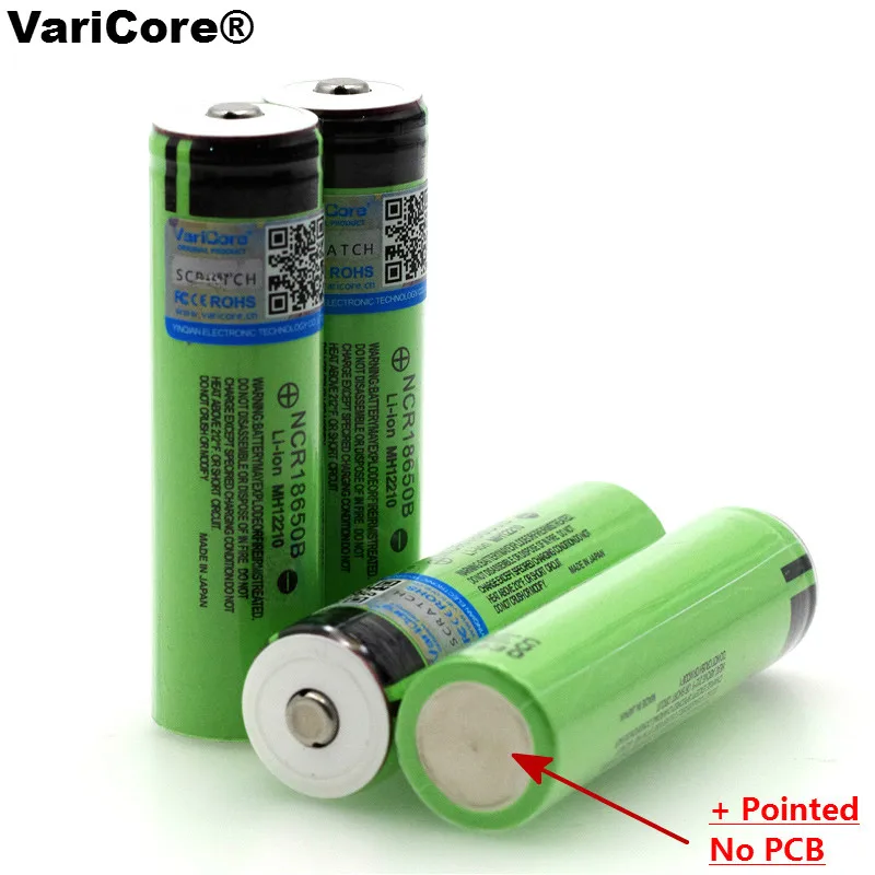 VariCore NCR18650B 3,7 v 3400 mAh 18650 литиевая аккумуляторная батарея с заостренными(без PCB) батареями