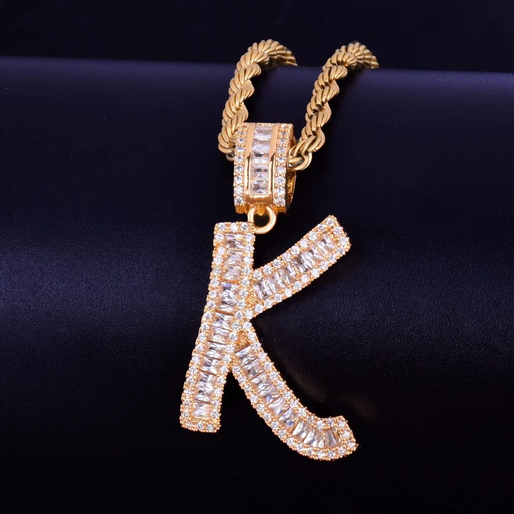 Кулон в стиле хип-хоп с надписью «Iced Out Baguette», Позолоченная серебряная Мужская подвеска в стиле хип-хоп с цирконием