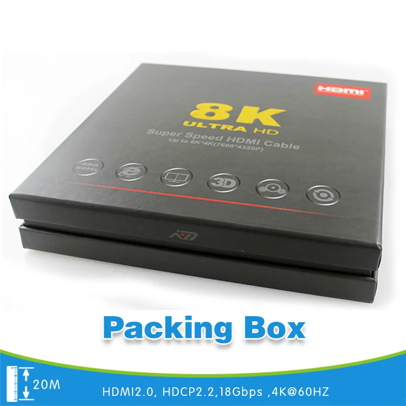 20 метровый оптический кабель HDMI позолоченный 4K 8K 1080P 2160P для HDTV 2 0 Plug and Play видео