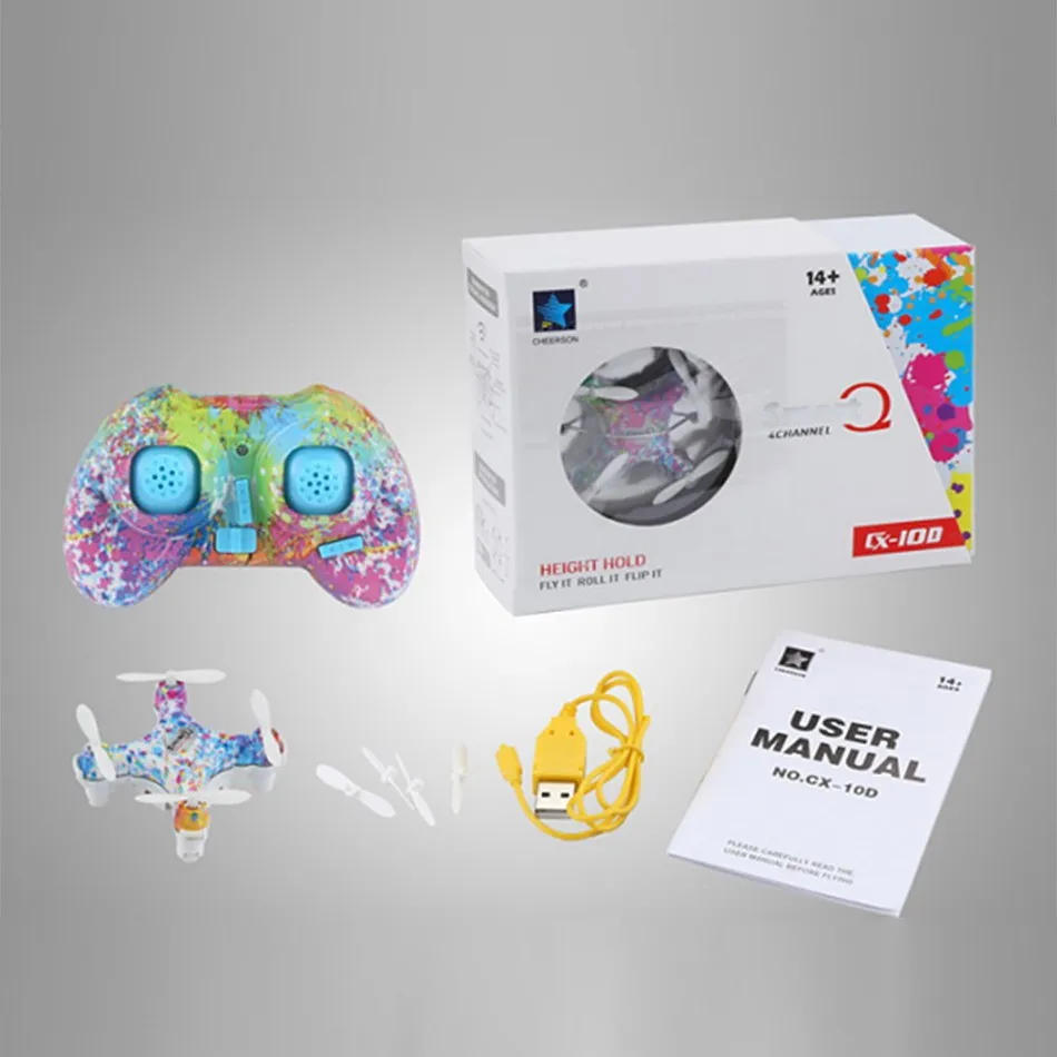 Cheerson CX10D CX 10D мини Дрон 2 4 ГГц 4CH 6 осевой гироскоп вертолет Micro RC Quadcopter RTF р/у CX10 CX10W