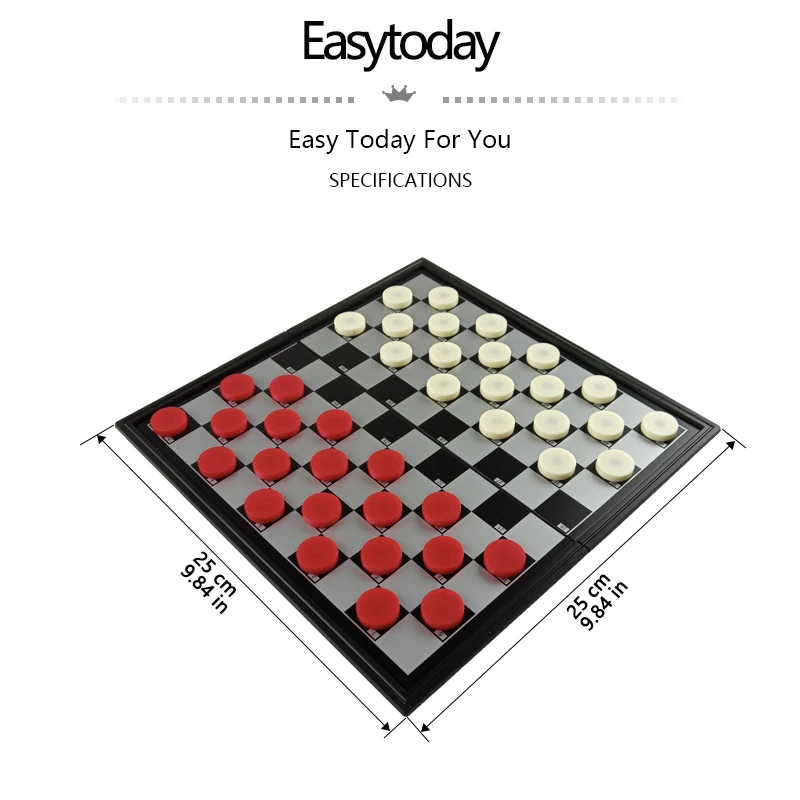 Easytoday шашки Магнитная Складная шахматная доска высокого качества пластиковые шашки игры Набор 25 см* 25 см шахматная доска подарок другу