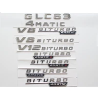 chrome rear trunk letters badge badges emblem emblems sticker for mercedes benz glc43 glc63 v8 v12 biturbo 4matic amg 2017