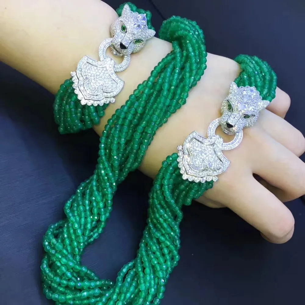 Ожерелье-чокер и браслет из натурального халцедона серебро 925 пробы | Украшения