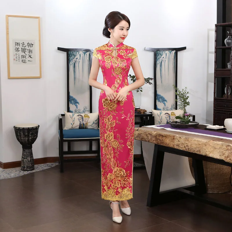 Женское вечернее платье Ципао в китайском стиле Элегантное Длинное Платье ретро