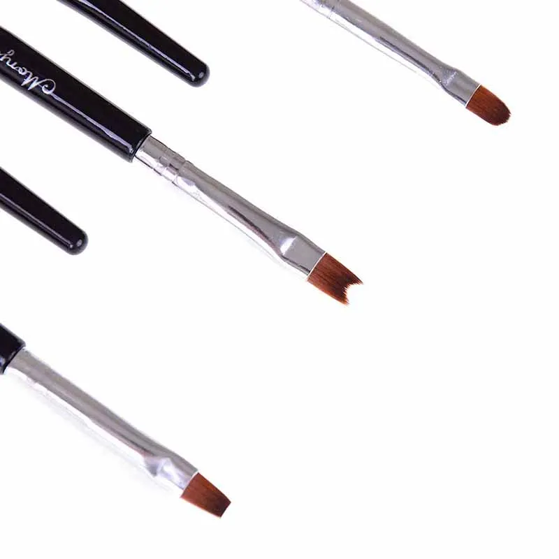 Кисть для ногтей с французскими наконечниками серебристая черная ручка