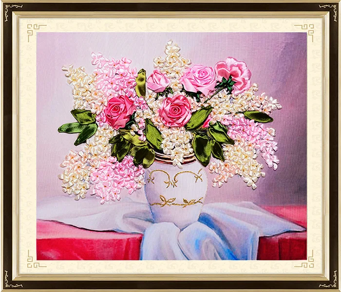 Набор для вышивания цветочной вазы 50x40 см|ribbon embroidery kits diy|diy embroiderydecorative decorative |