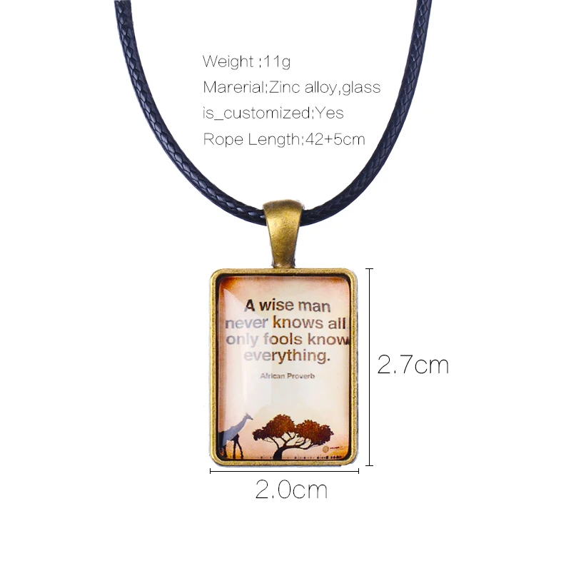LUXSHINE африканская пословица ожерелье кулон для детей античное серебро золотой