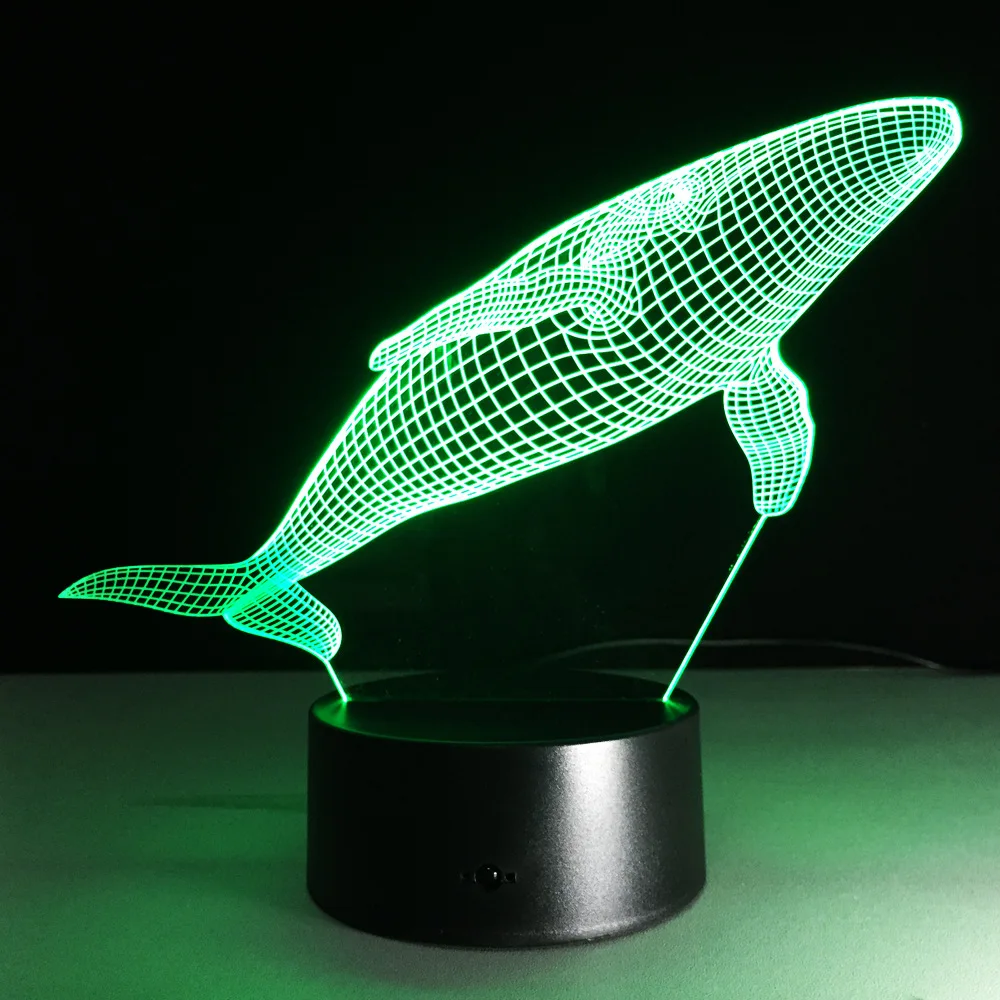 Кашалот 3D светодиодный светильник Новинка Usb ночной Светильник лампе деко