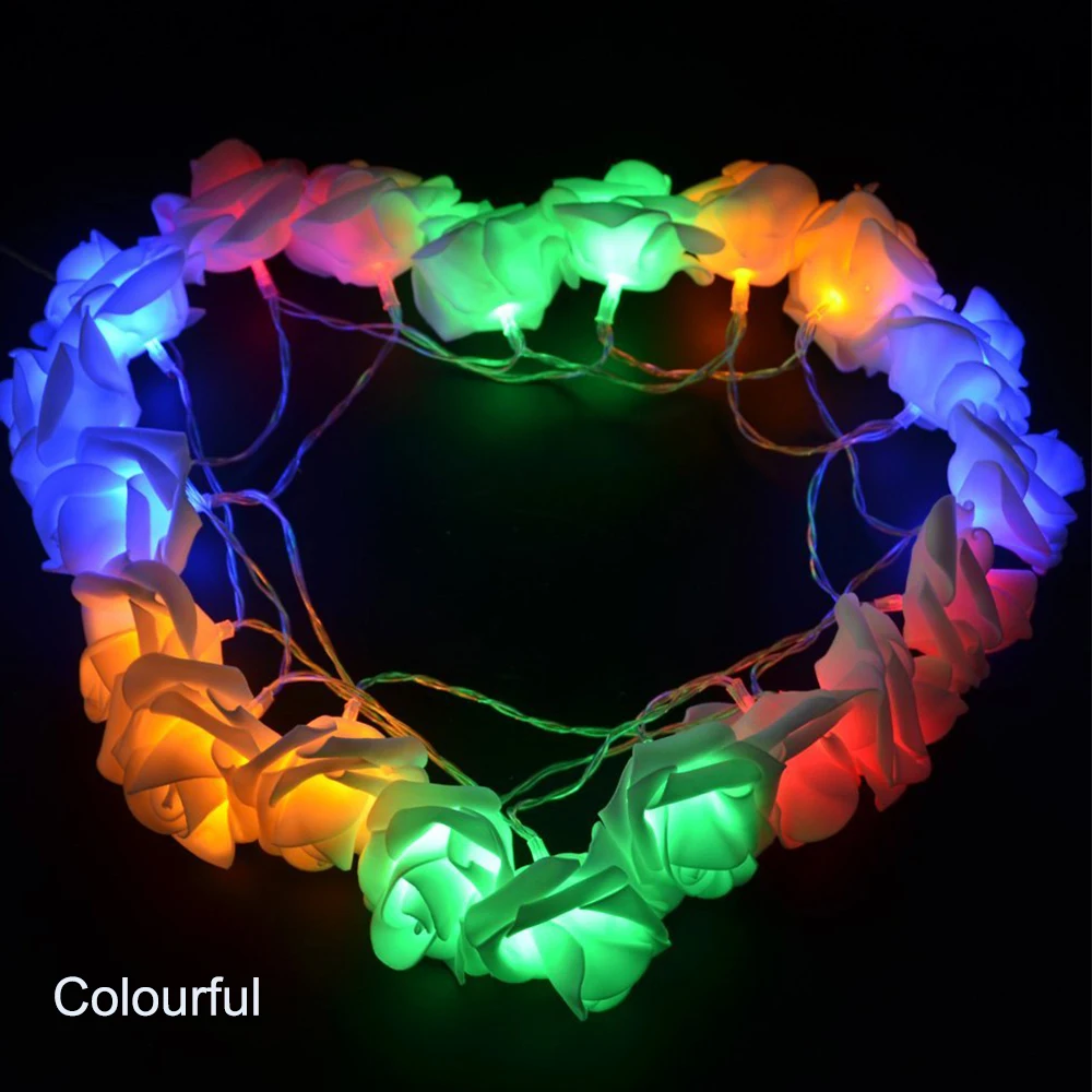 20LED Роза светодиодные Рождественские огни Новогоднее свадебное Рождественское