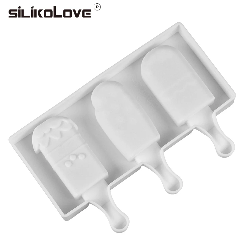 SILIKOLOVE Дети Лето Творческий 3 полости эскимо силиконовые формы diy кубик прессформы для мороженого с палочки для мороженого
