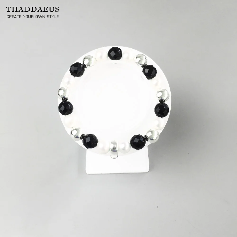 Белый Серый серебряный браслет с бусинами модные ювелирные украшения в