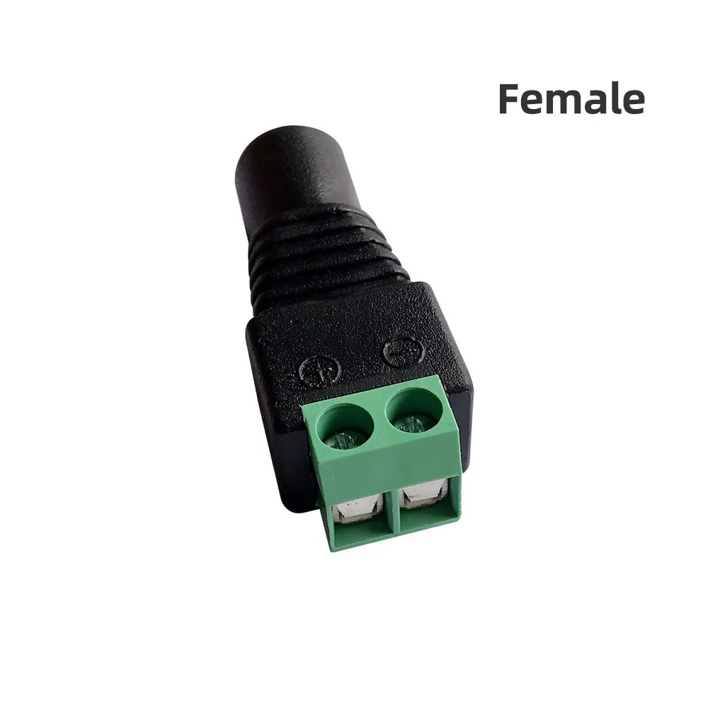 Female Male DC connector 5.5mm x 2.1mm DC Power Plug Adapter for 5050 3528 5060 Single Color LED Strip Light and CCTV Cameras