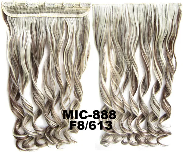 MIC888 Color F8-613 5 шт./лот вьющиеся клип в на синтетические волосы Slice парики 5 клипы жаростойкие Наращивание волос 24 дюймов, 100 грамм MIC-888 - Цвет: MIC888 Color F8-613