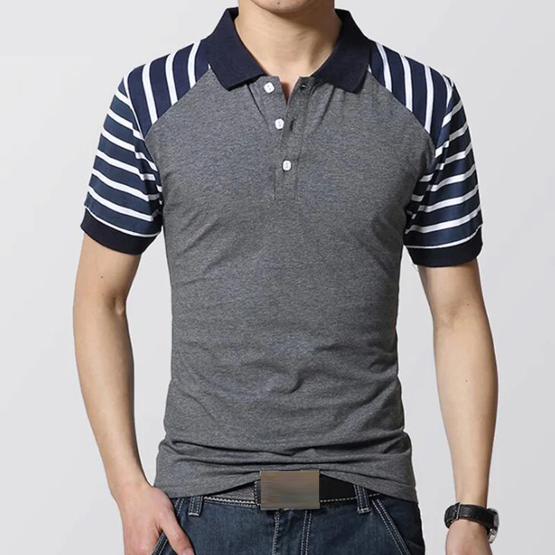 6225 dark grey Мужские поло летние повседневные с коротким рукавом хлопковые рубашки поло мужские s брендовая дышащая облегающая полосатая футболка поло para hombre одежда - Цвет: 6225 dark grey