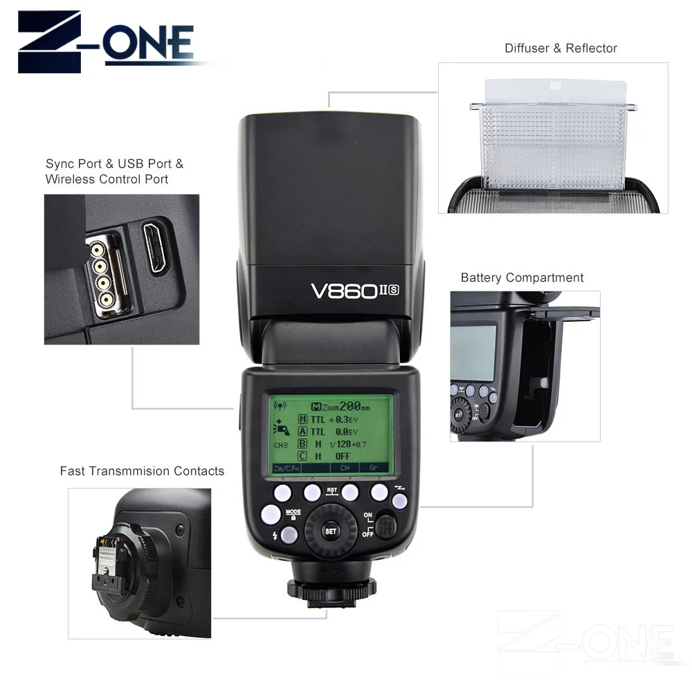 Godox V860II-S GN60 ttl фотокамер Speedlite HSS 1/8000 2,4 г Li-Ion Батарея Вспышка Speedlite для sony DSLR A7R A7RII A58 A99 A6000 DSLR+ Бесплатный подарок