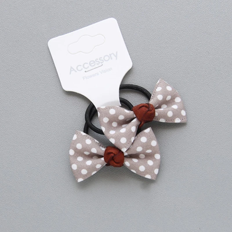 Hair Band Coffee Новые изящные заколки для волос с волнистыми точками; повязка для волос принцессы с бантом; детская одежда; регулируемая эластичная резинка для девочек; 1 пара; для детей - Цвет: Hair Band Coffee