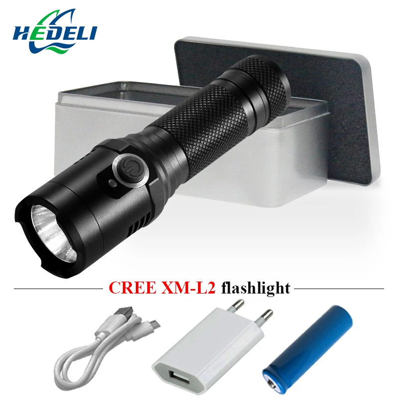 Мощный светодиодный фонарик cree xm l2 USB 18650 Водонепроницаемый платок фонарь zaklamp torche