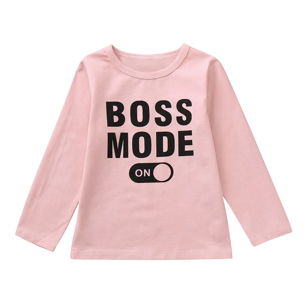 Cartoon Letters Long Sleeve Cotton Fashion Kids T-Shirt Boy T-Shirt Spring Round Neck Casual Girls T-Shirt Camiseta chico S-NEW - Цвет: Розовый