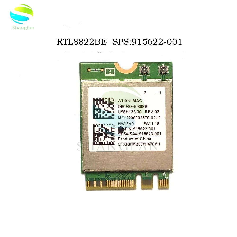 Wi-Fi-адаптер переменного тока RTL8822BE 2 4 ГГц/5 ГГц 1/802 AC/A/B/G/N Wi-Fi + Bluetooth 1 SPS:915623-001 NGFF M.2