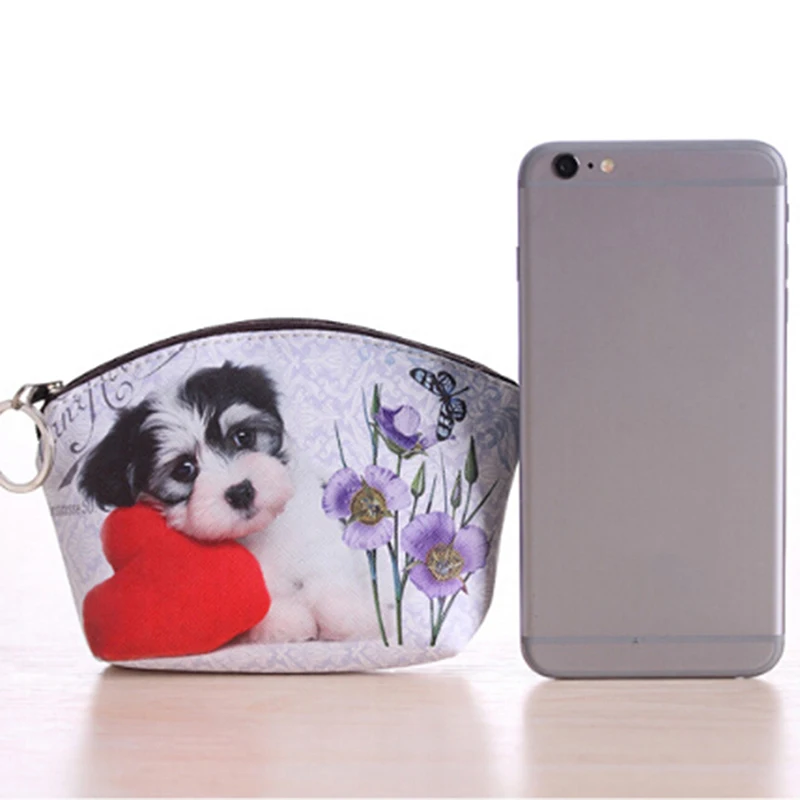 Новинка милый кошелек из искусственной кожи с принтом кошки и собаки