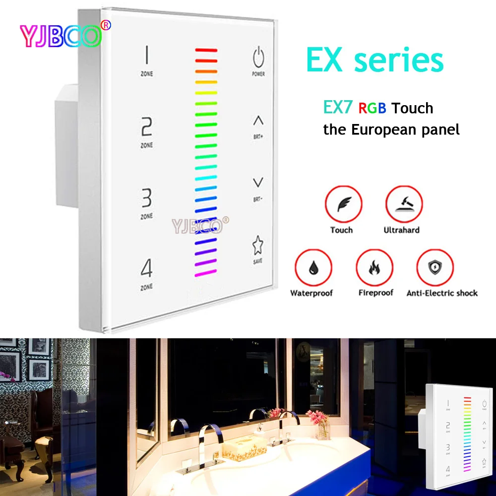 LTECH EX7 RF 2 4 ГГц DMX512 Выход сигнала настенное крепление RGB зоны сенсорный Панель