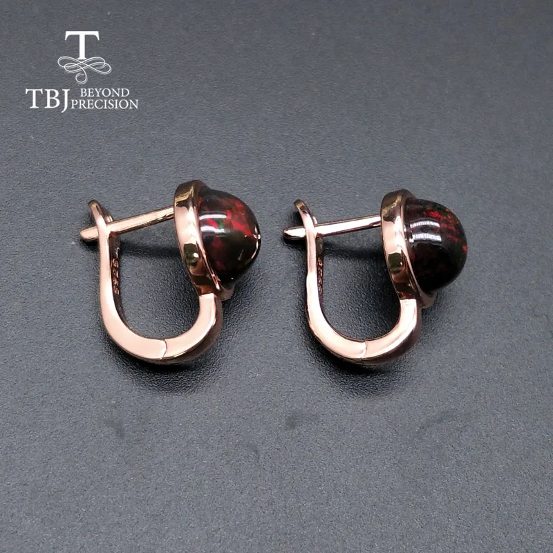 TBJ, серебро 925 пробы, розовый цвет, маленькая застежка, серьги в горошек с натуральным цветным опалом, драгоценный камень, простой стиль, ювелирные изделия для девочек