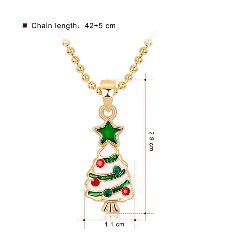 Christmas Necklaces Gold Tree Enamel Pendant Necklace for Women Gifts Party Jewellery | Украшения и аксессуары