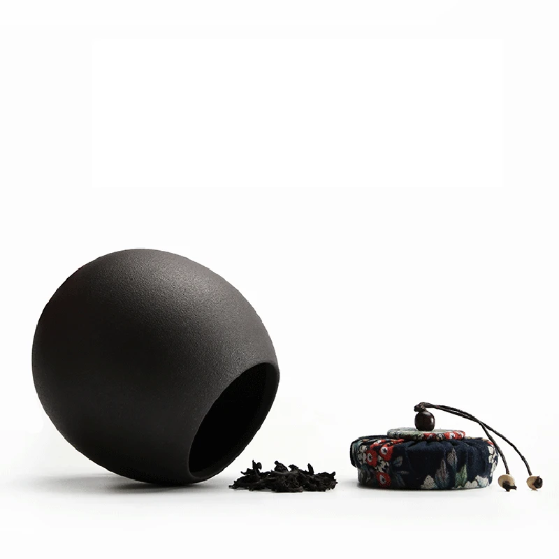 

Vintage Japanese Style Coarse Pottery Tea Caddy Ceramic Kung Fu Tea Set Tea Cans Coffee Nut Storage Bottle Sealed Jar Home Decor