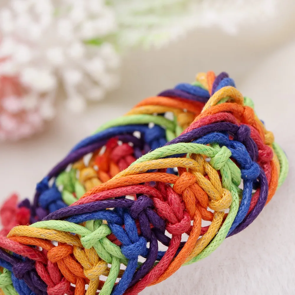 Браслет ЛГБТ с радужной ручкой Плетеный макраме для женщин геев любителей