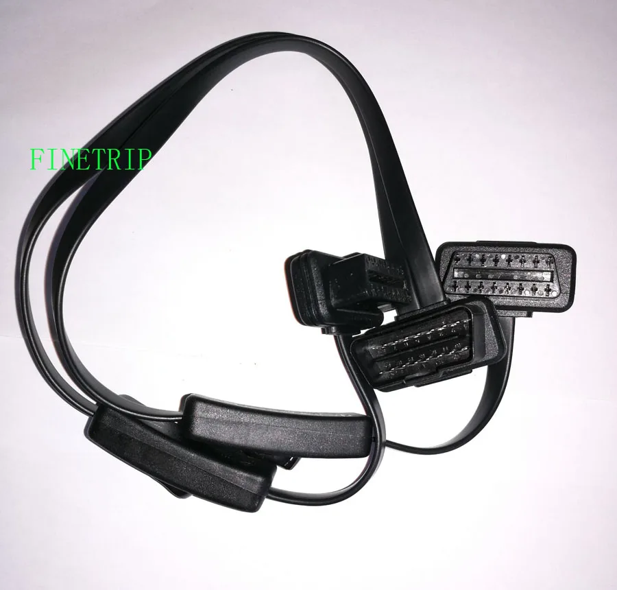 

CNPAM 10pcs OBD2 Y Splitter with Switch 2 in 1 Extension Cable Ultra-thin Elbow Noodles Interface Diagnostic Connector