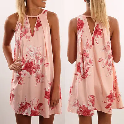 Boho Сексуальная Для женщин Нарядное платье без рукавов летние пляжные короткие